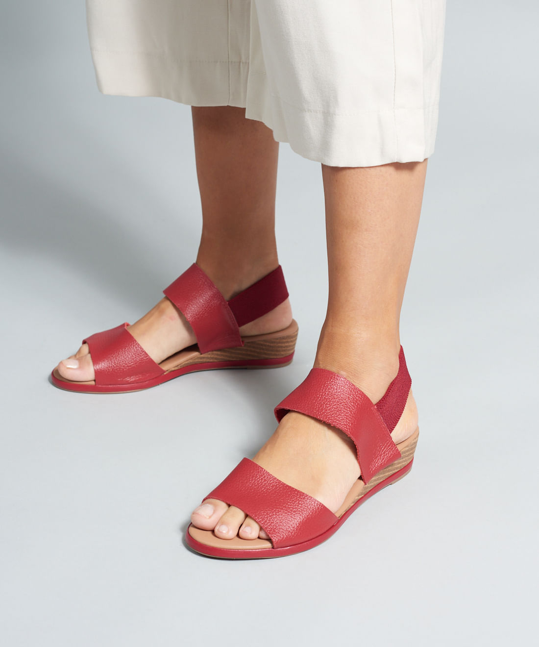 Anabela Couro Elastico Traseiro - Vermelho - Imagem 30