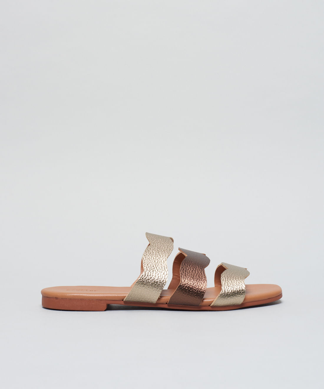 Rasteira Basica Couro Ondas - Prata Velho - Imagem 21