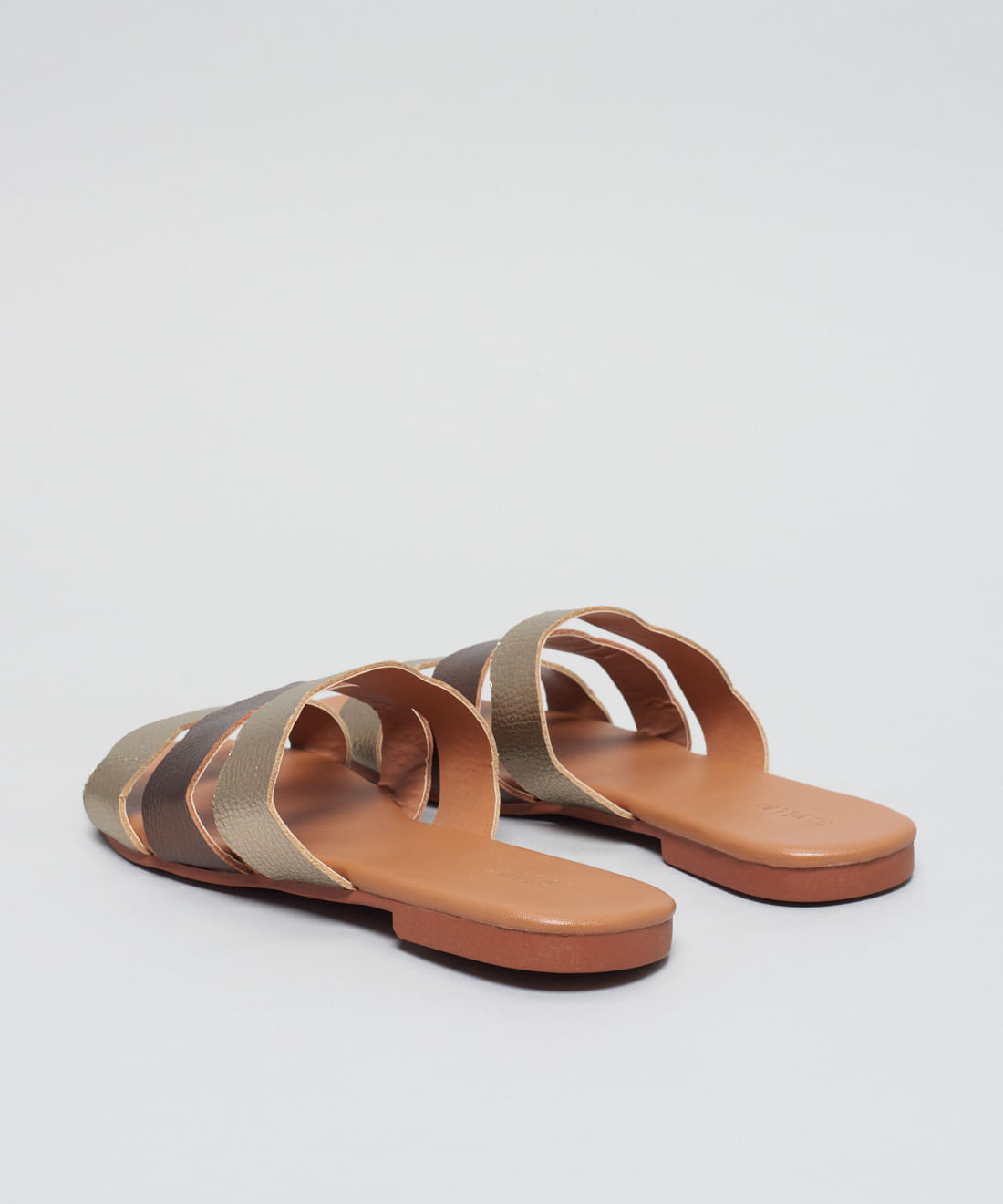 Rasteira Basica Couro Ondas - Prata Velho - Imagem 8