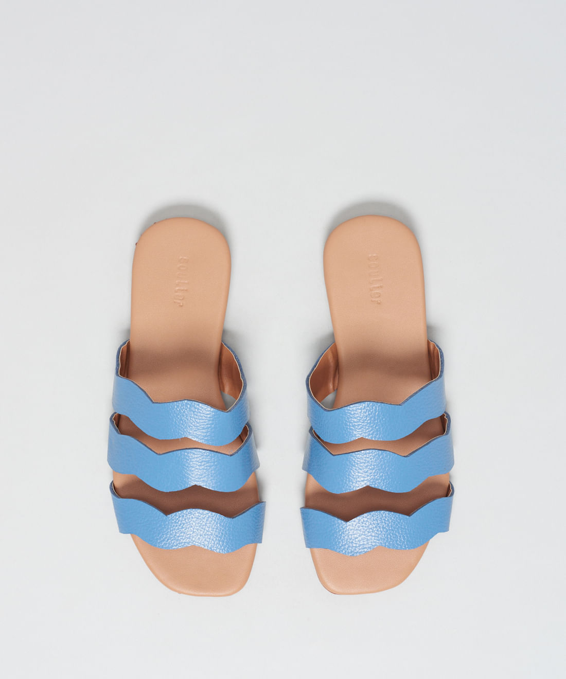 Rasteira Basica Couro Ondas - Azul Safira - Imagem 14