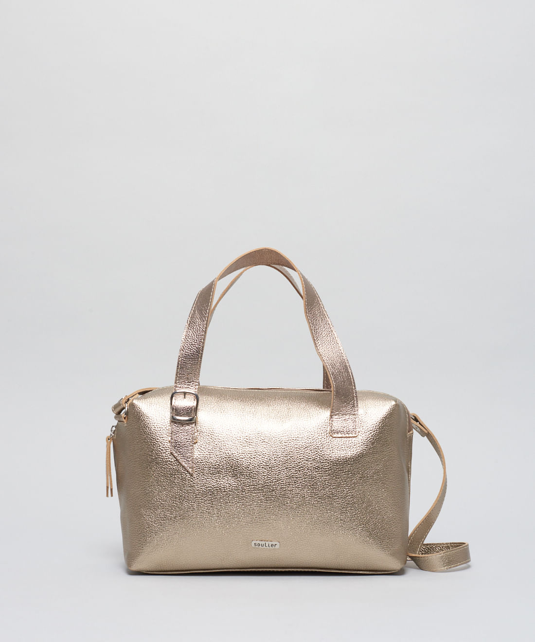 Bolsa m Couro Duda - Prata Velho
