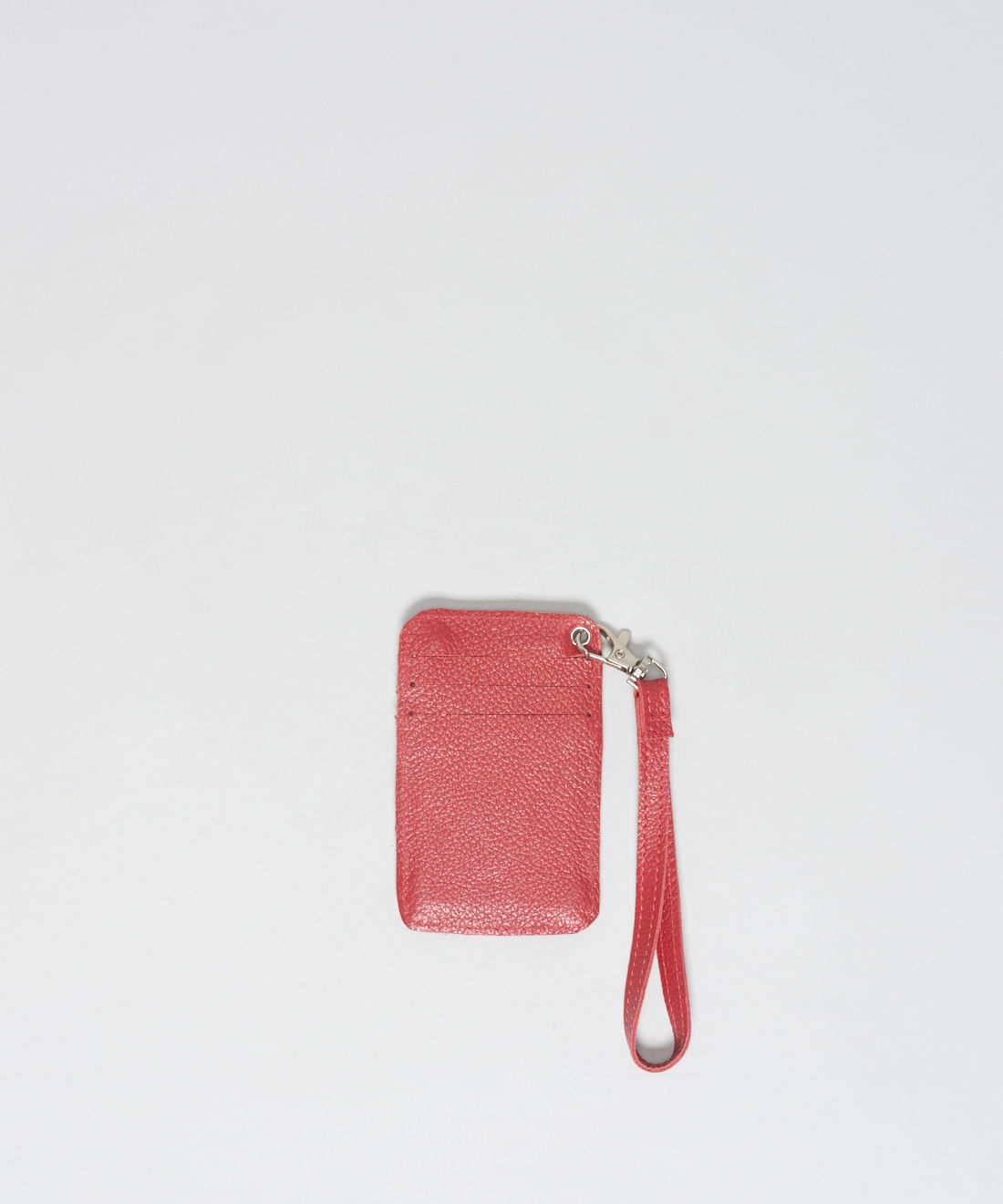 Porta Cartao Couro Ilhos - Vermelho/Prata Velho - Imagem 2