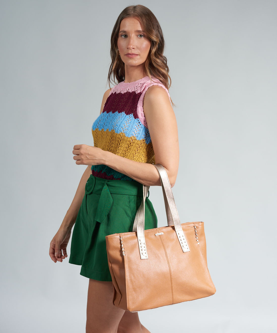 Bolsa Grande Detalhes - Caramelo - Imagem 4