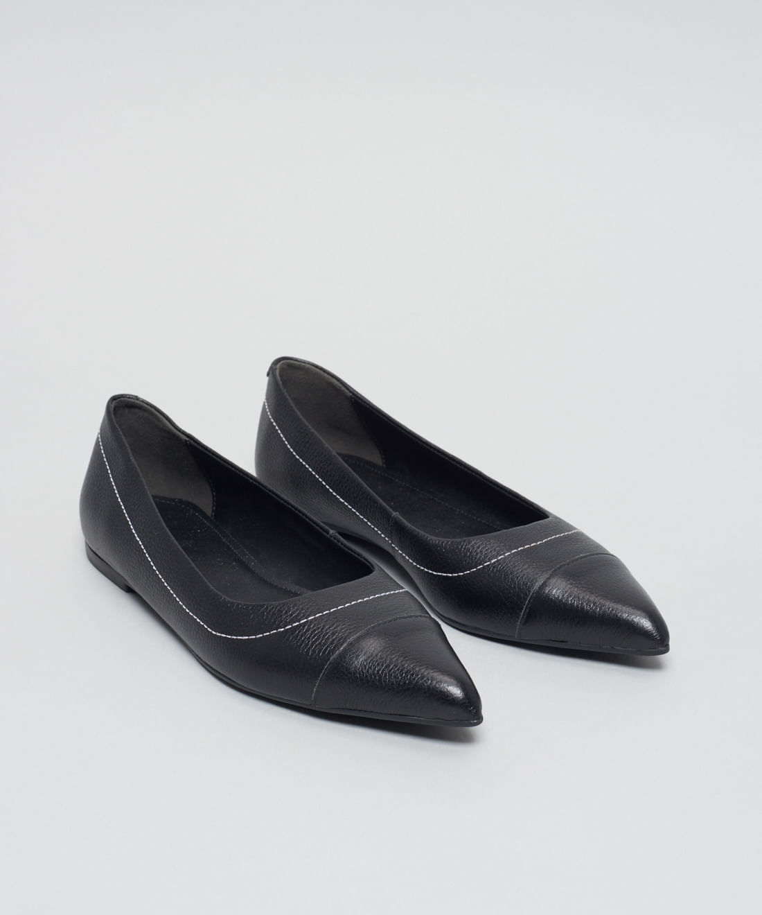 Sapatilha Bico Fino Pesponto - Preto - Imagem 7