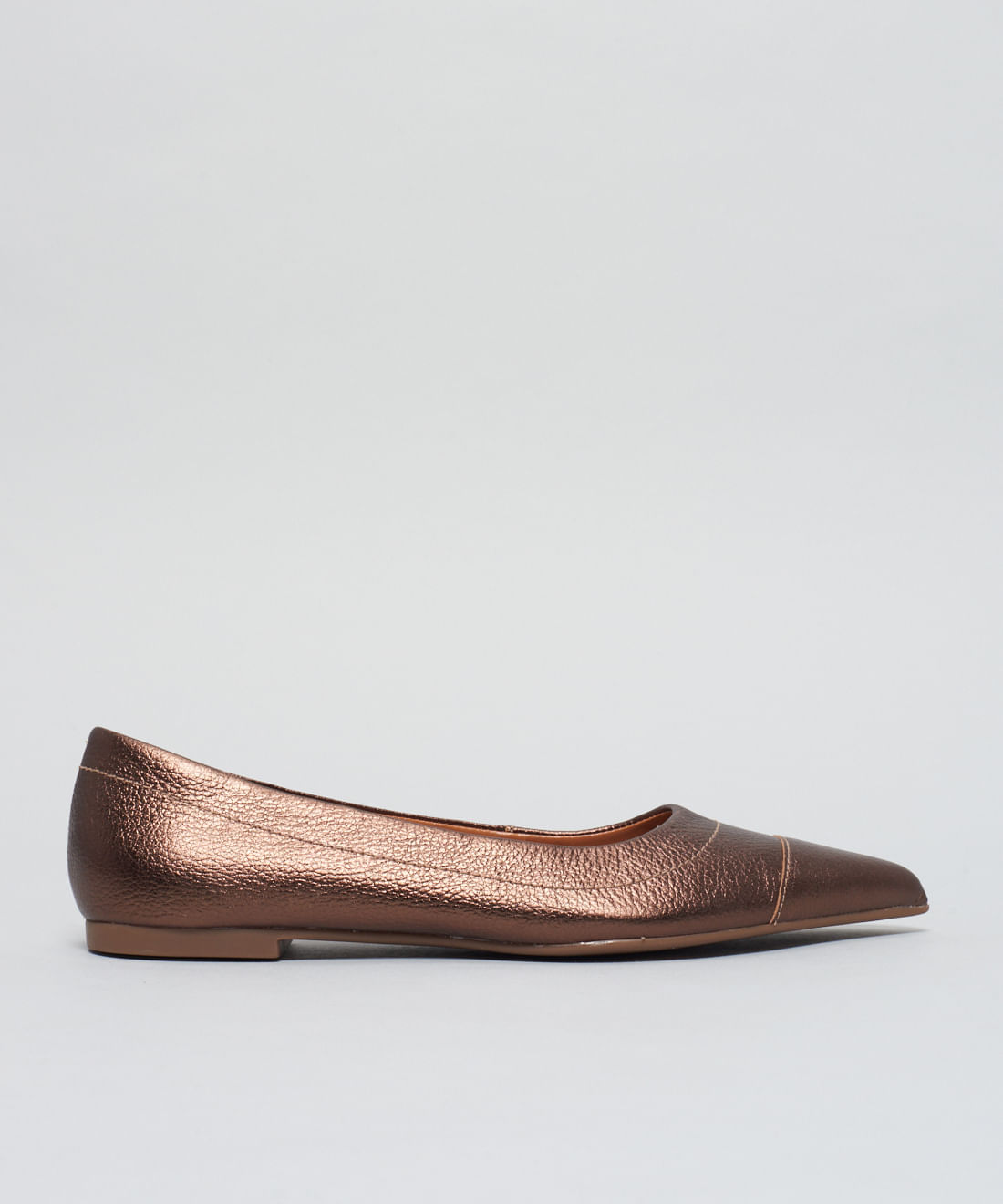 Sapatilha Bico Fino Pesponto - Bronze