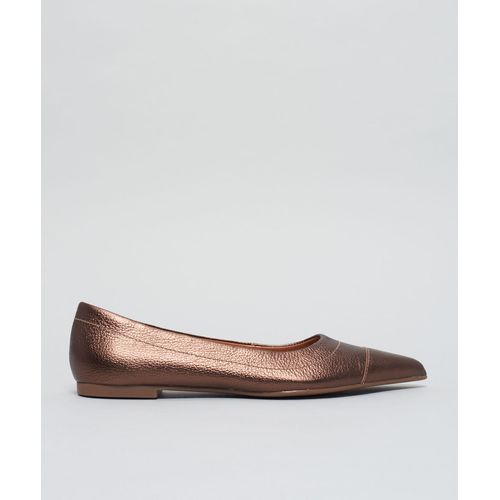 Sapatilha Bico Fino Pesponto - Bronze