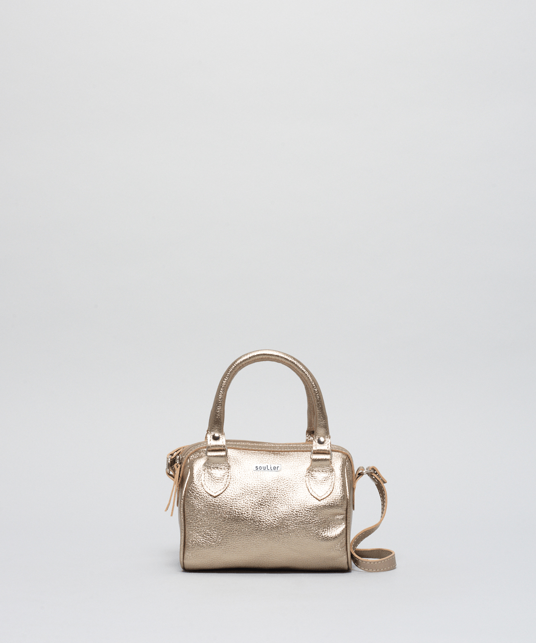 Bolsa p Couro Bau - Prata Velho