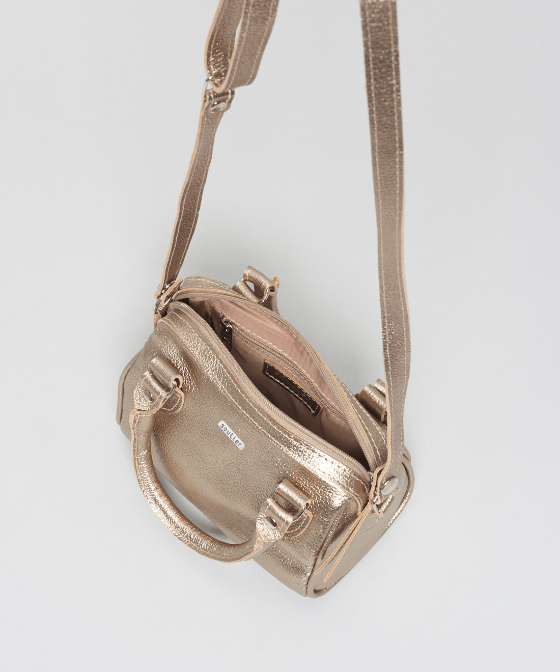 Bolsa p Couro Bau - Prata Velho - Imagem 4