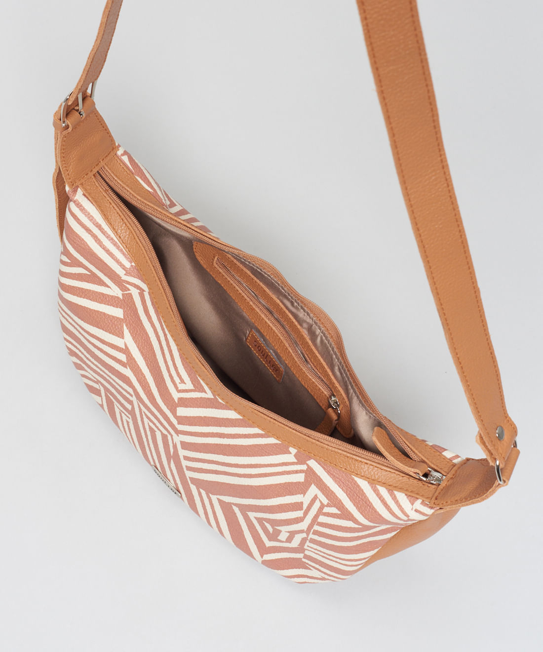 Bolsa m Couro Listra Duo - Listra Duo Caramelo - Imagem 3