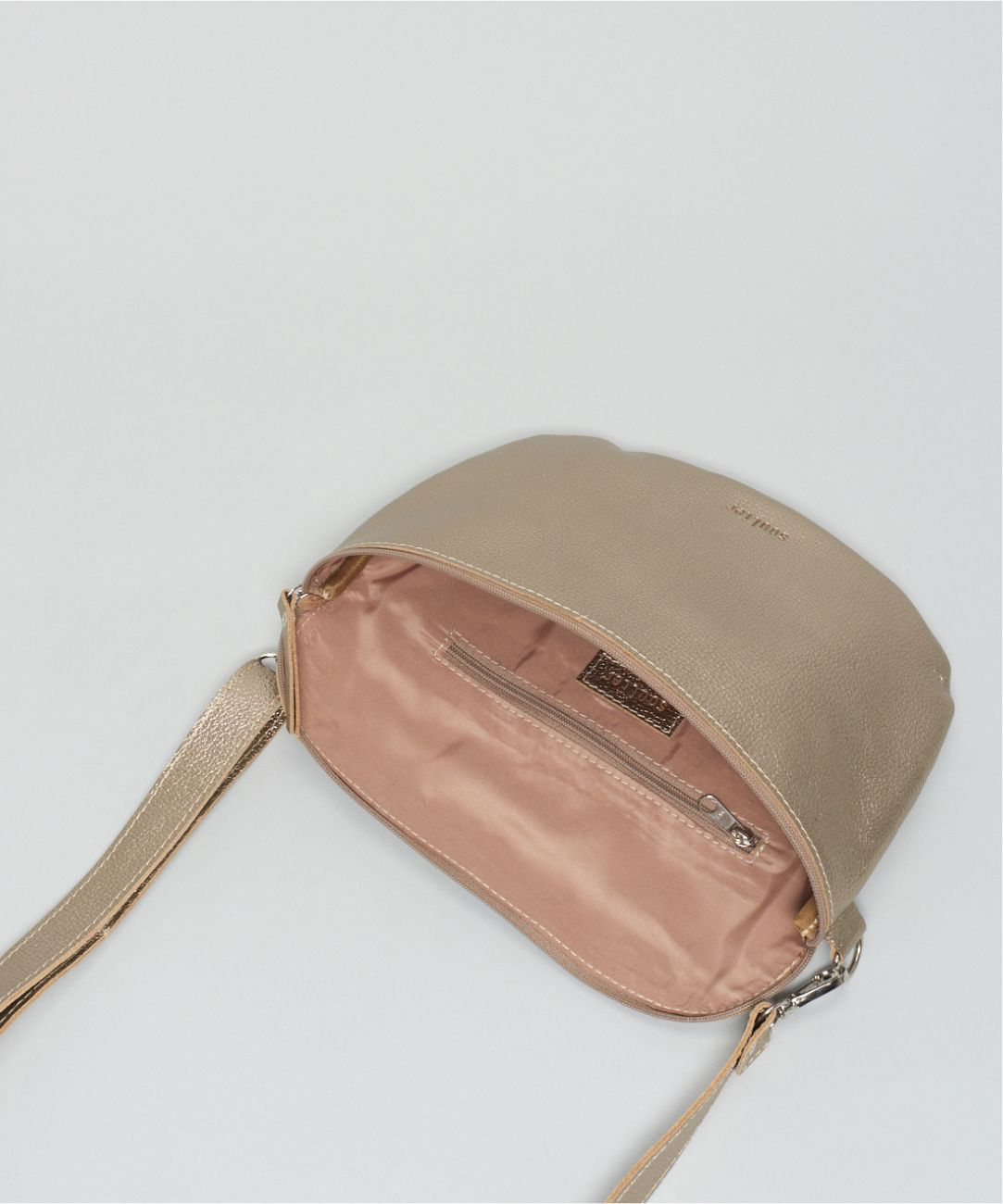 Bolsa p Couro Cadarco Listra - Prata Velho - Imagem 4