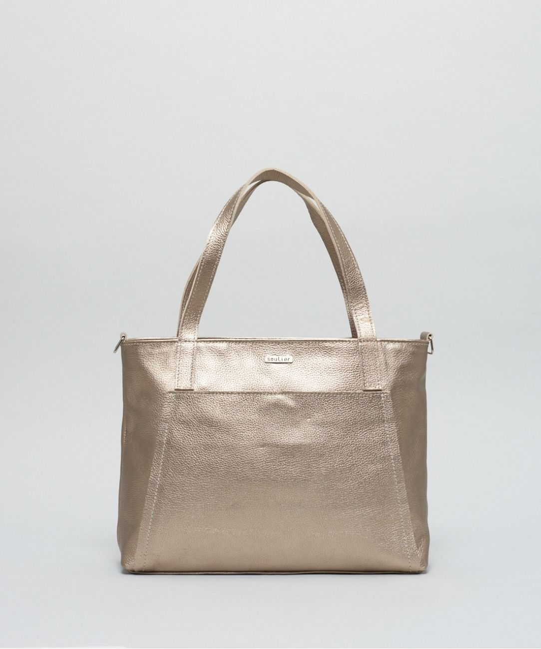 Bolsa g Couro Alice - Prata Velho