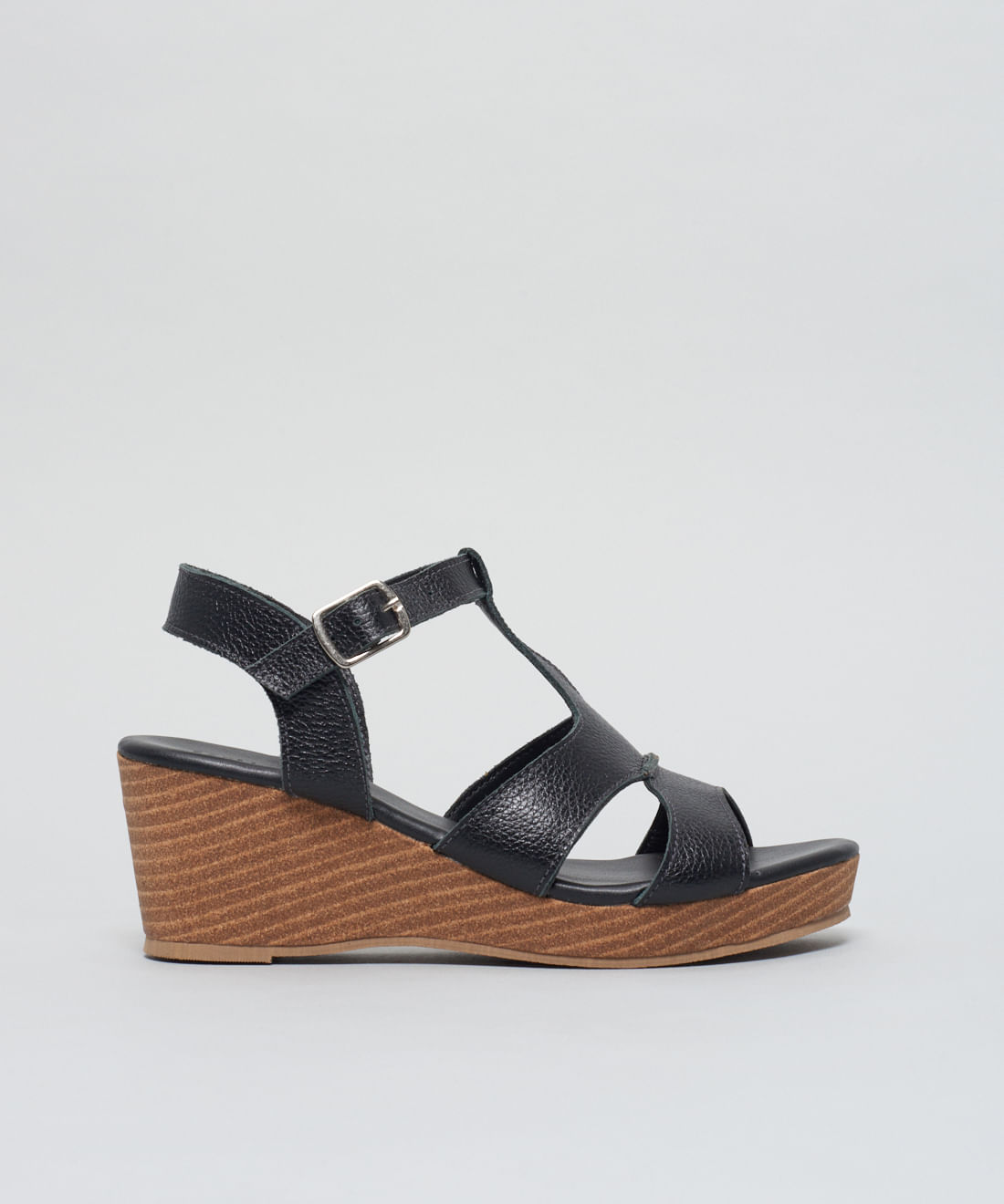 Anabela Couro Gisele - Preto