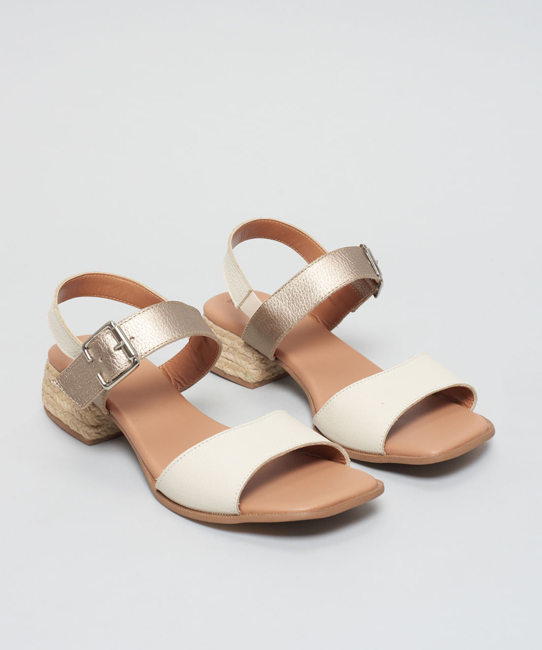 Sandalia Media Saltinho Rami - Off White/Prata Velho - Imagem 6