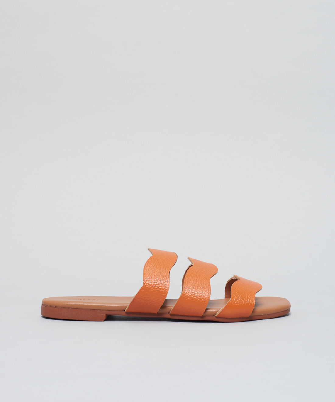 Rasteira Basica Couro Ondas - Tangerina - Imagem 9