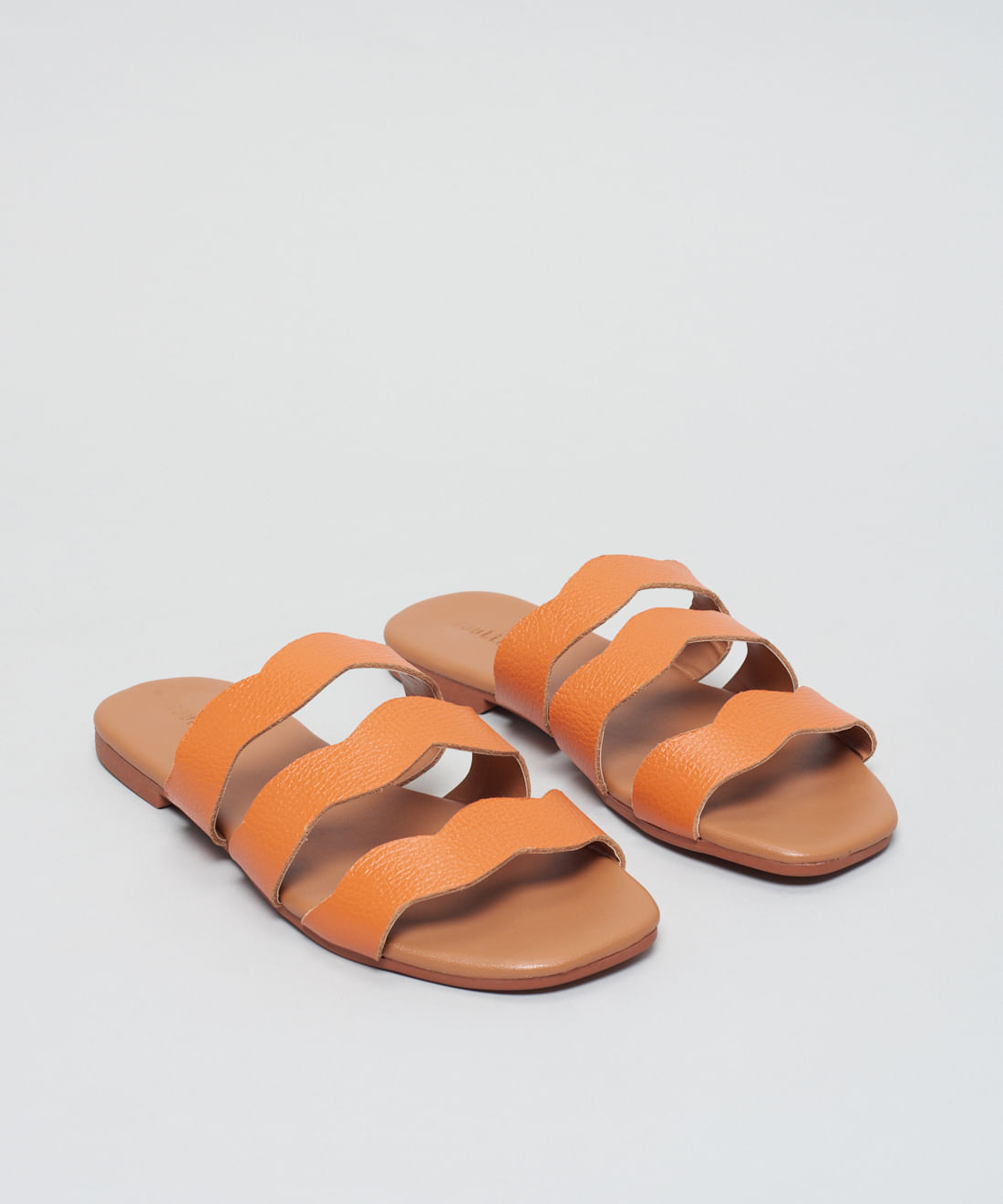 Rasteira Basica Couro Ondas - Tangerina - Imagem 26