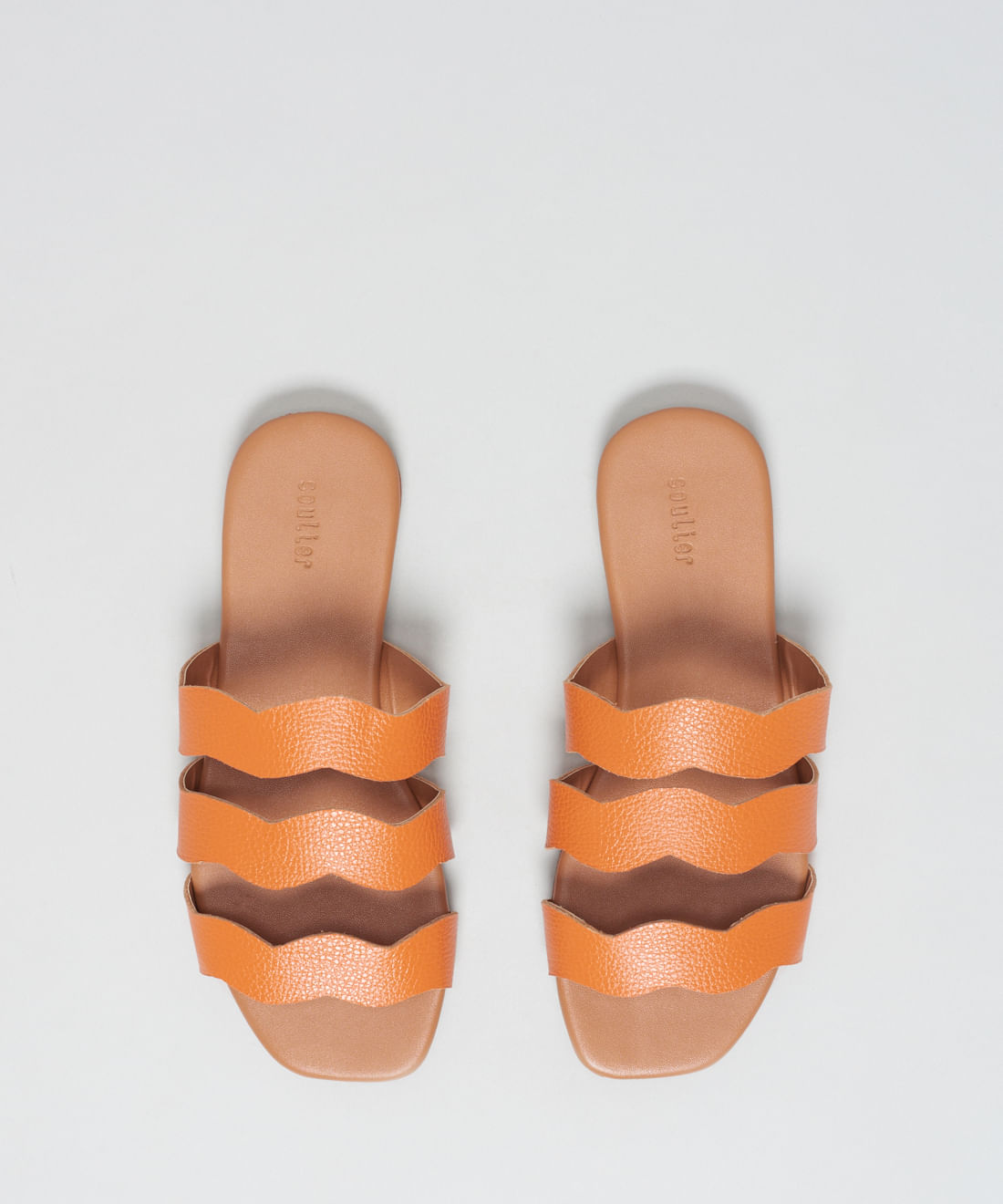 Rasteira Basica Couro Ondas - Tangerina - Imagem 12