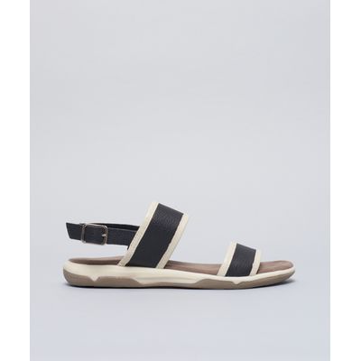 Rasteira Capri Couro Vies - Preto
