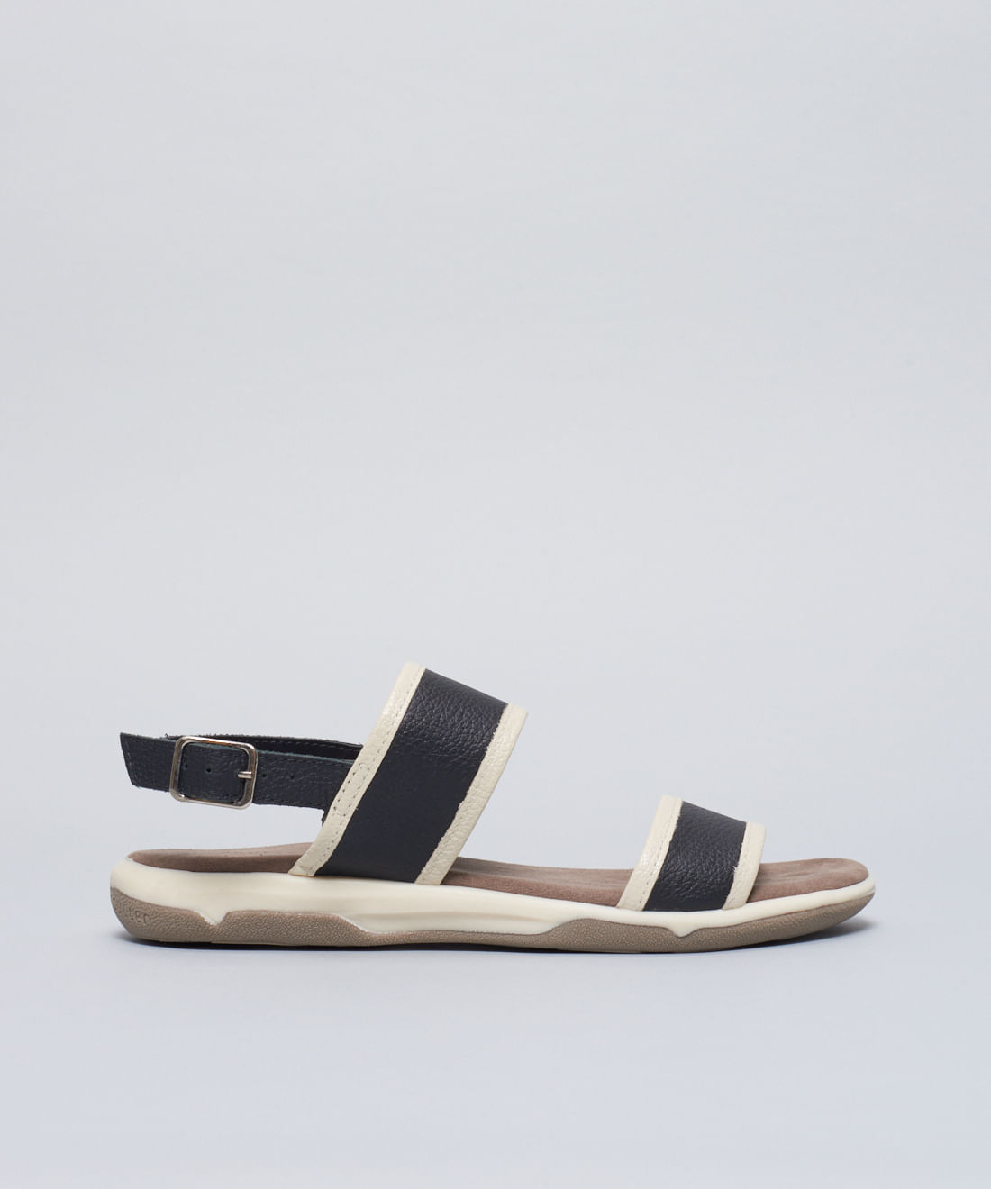 Rasteira Capri Couro Vies - Preto