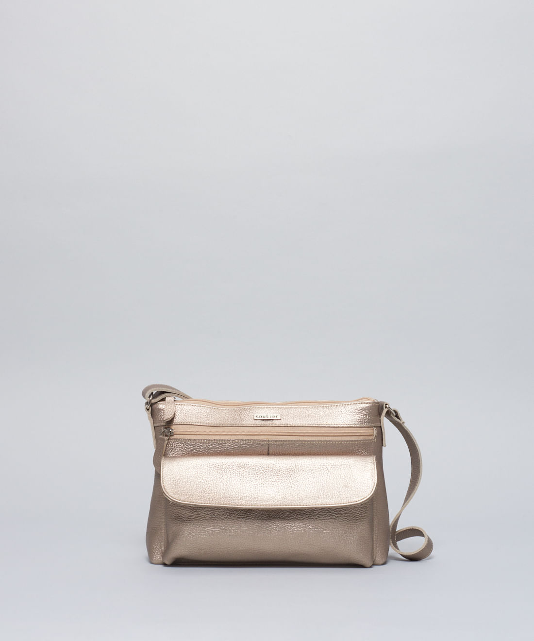 Bolsa m Couro Lia - Prata Velho