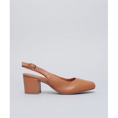 Scarpin Couro Pesponto - Caramelo