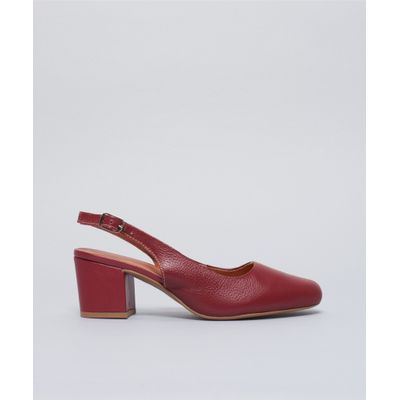Scarpin Couro Pesponto - Merlot