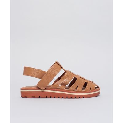 Rasteira Tratorada Pescador Velcro - Caramelo