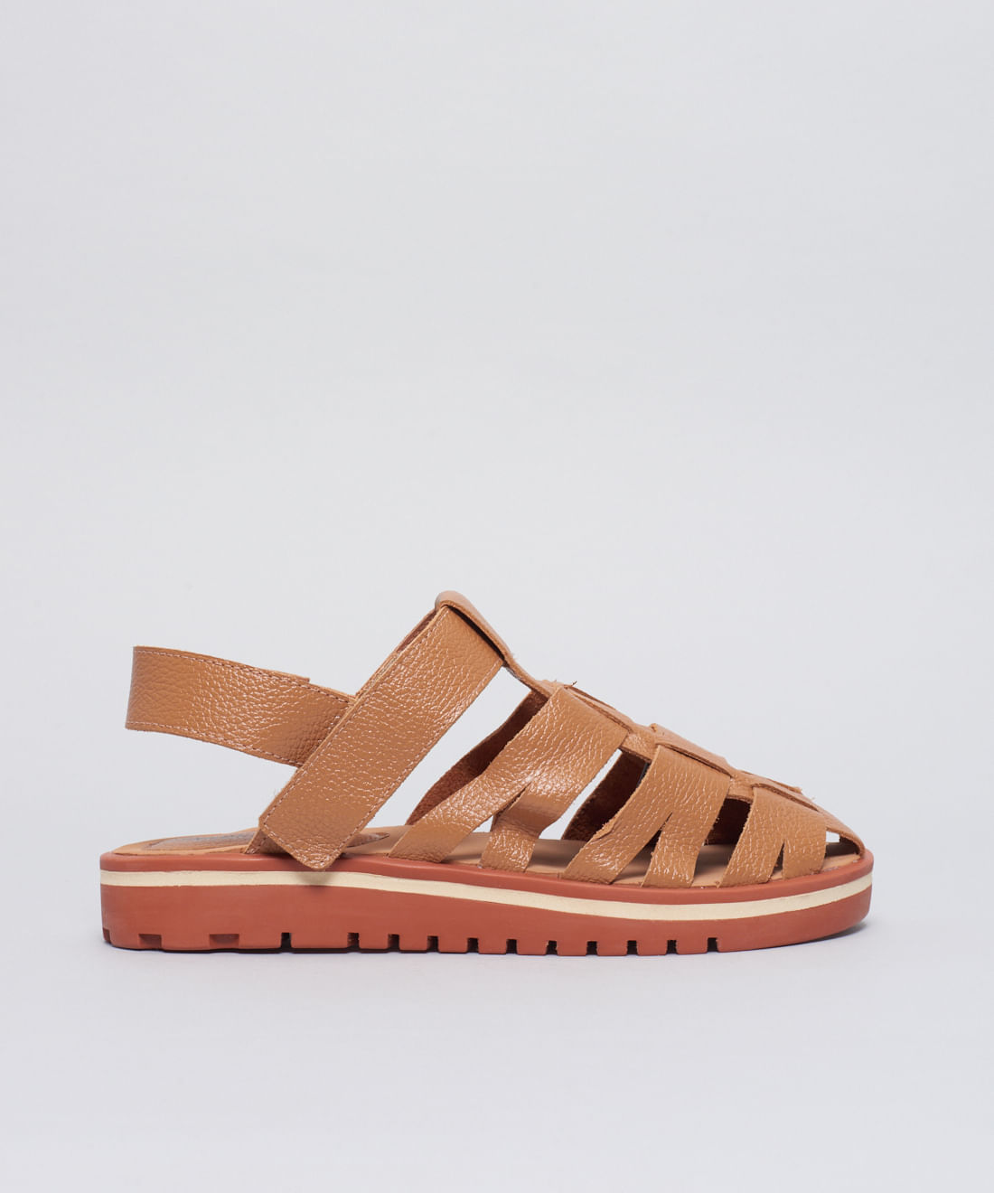 Rasteira Tratorada Pescador Velcro - Caramelo
