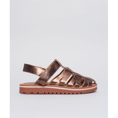 Rasteira Tratorada Pescador Velcro - Bronze