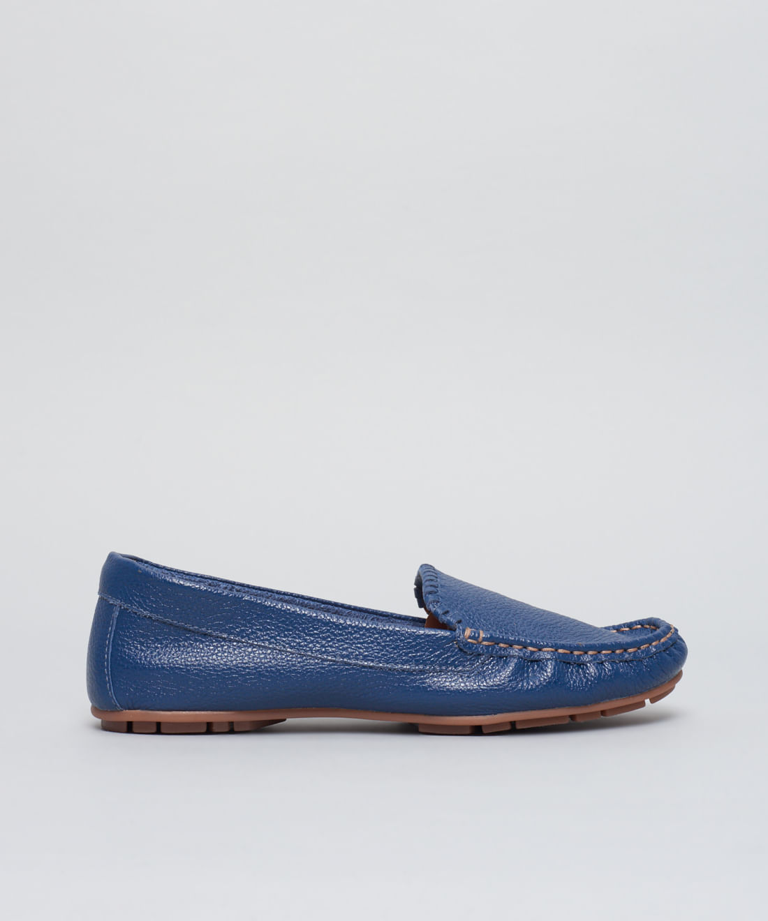 Mocassim Basico Couro Pespontos - Marinho