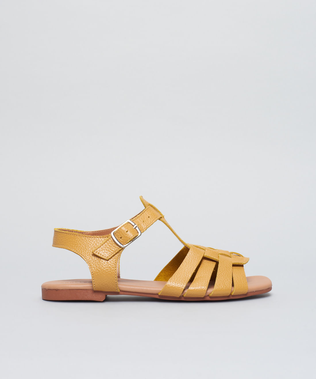 Rasteira Basica Couro Tresse - New Mostarda