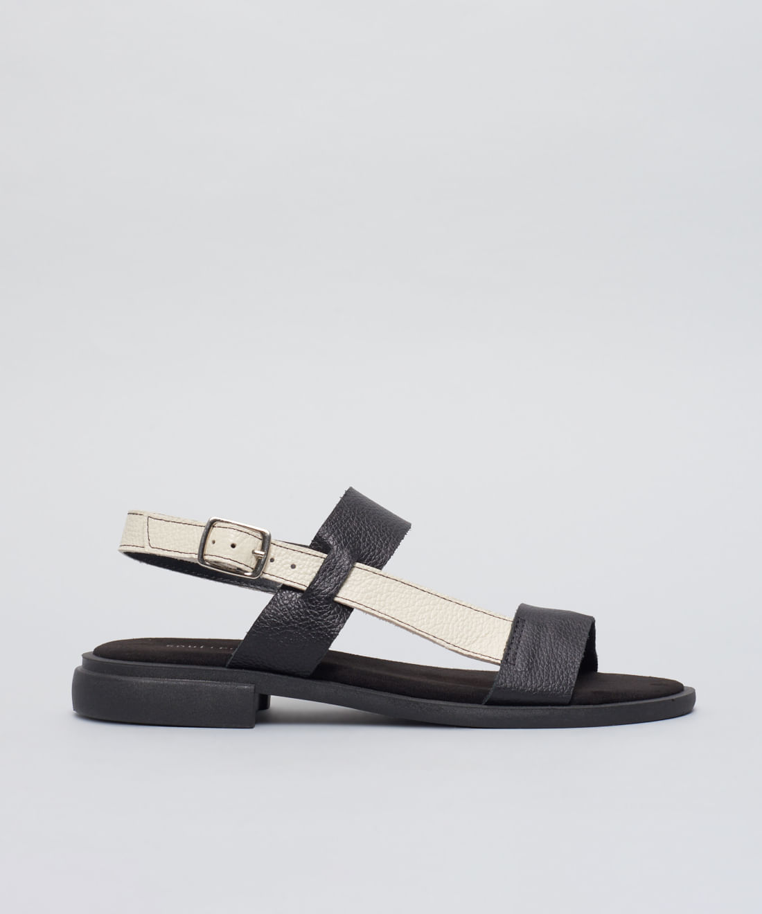 Rasteira Saltinho Couro Bia - Preto/Off White