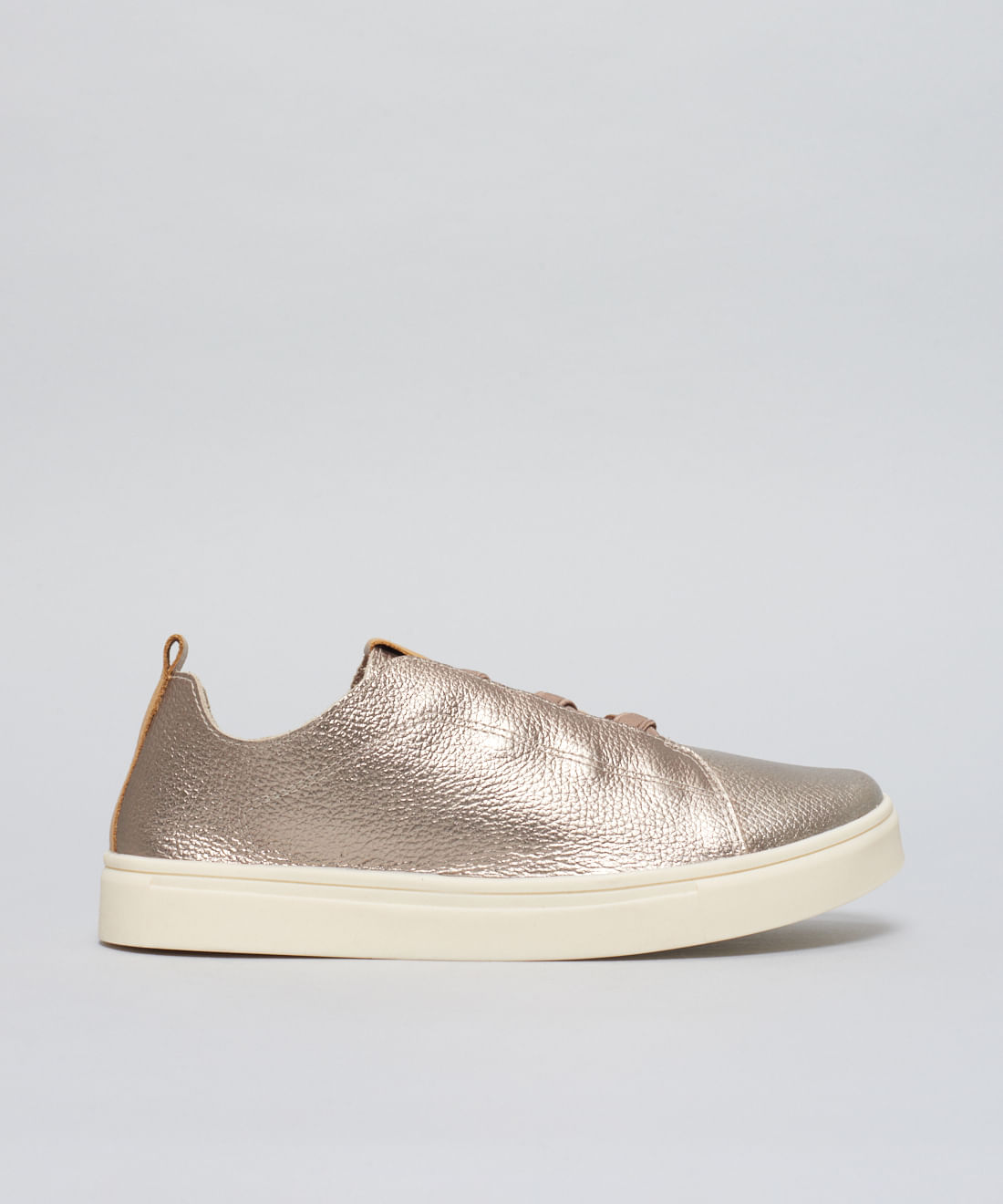 Tenis Couro Elastico Duo - Prata Velho