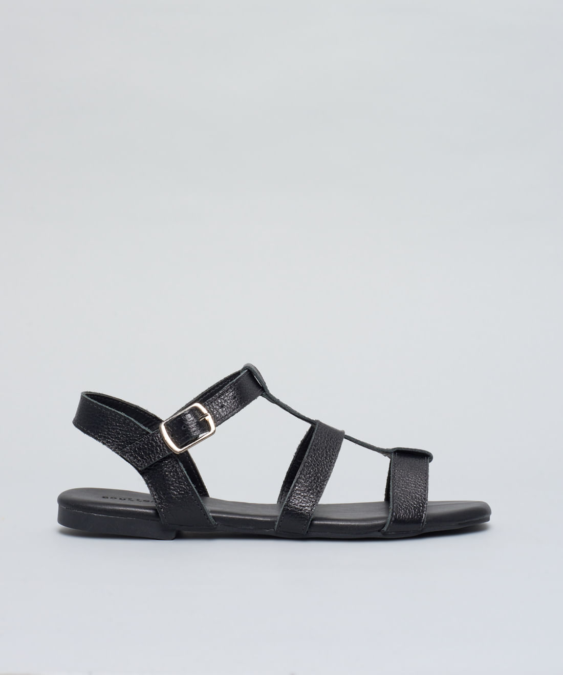 Rasteira Basica Couro Bruna - Preto